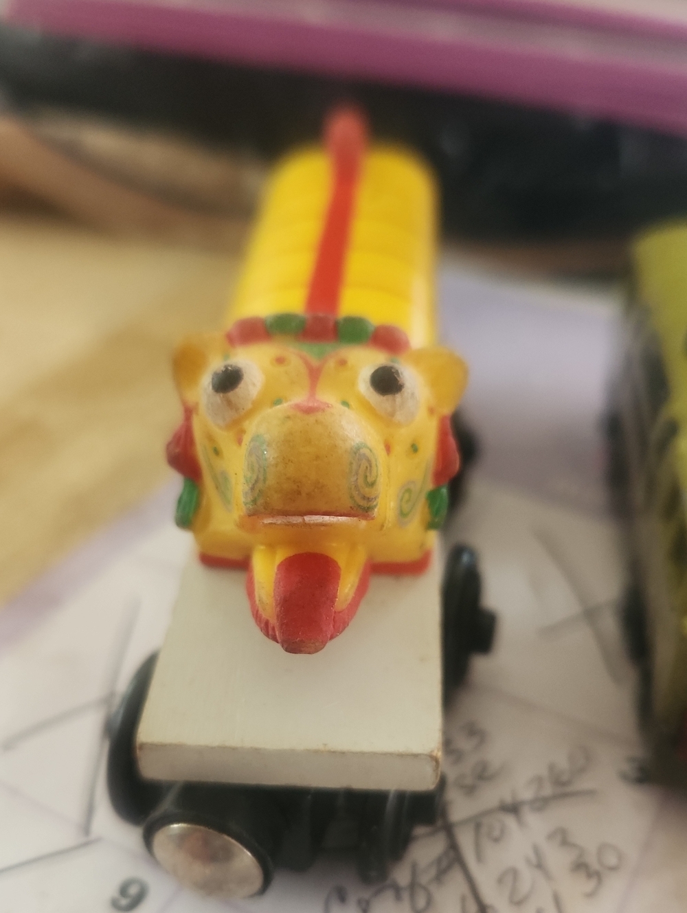 Thomas & Friends Yellow Dragon Train Car with Red and Green Accents